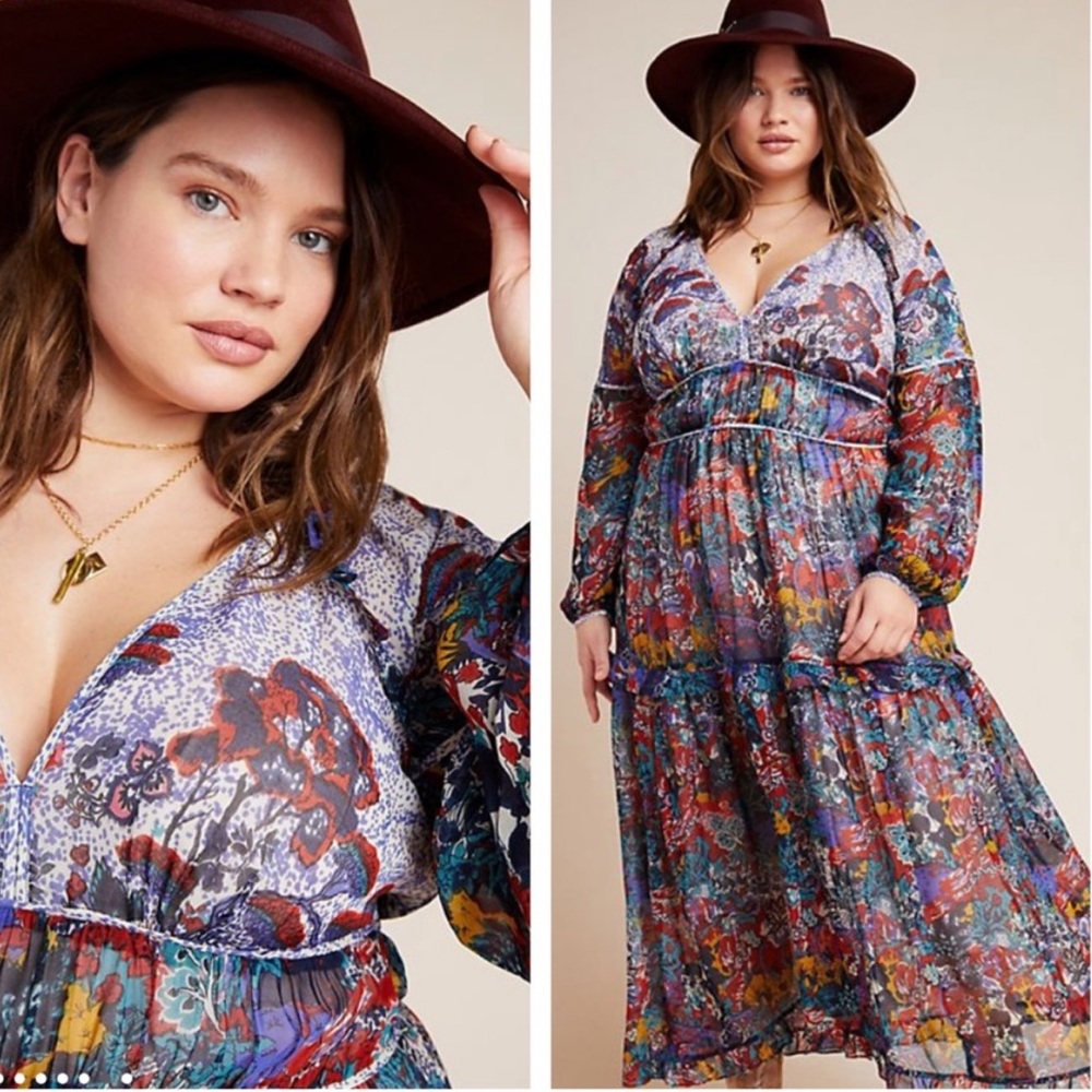 Anthropologie Multicolor Floral Maxi Dress